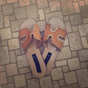 Steven Greece-M Leather Whipstitch Flat Slide